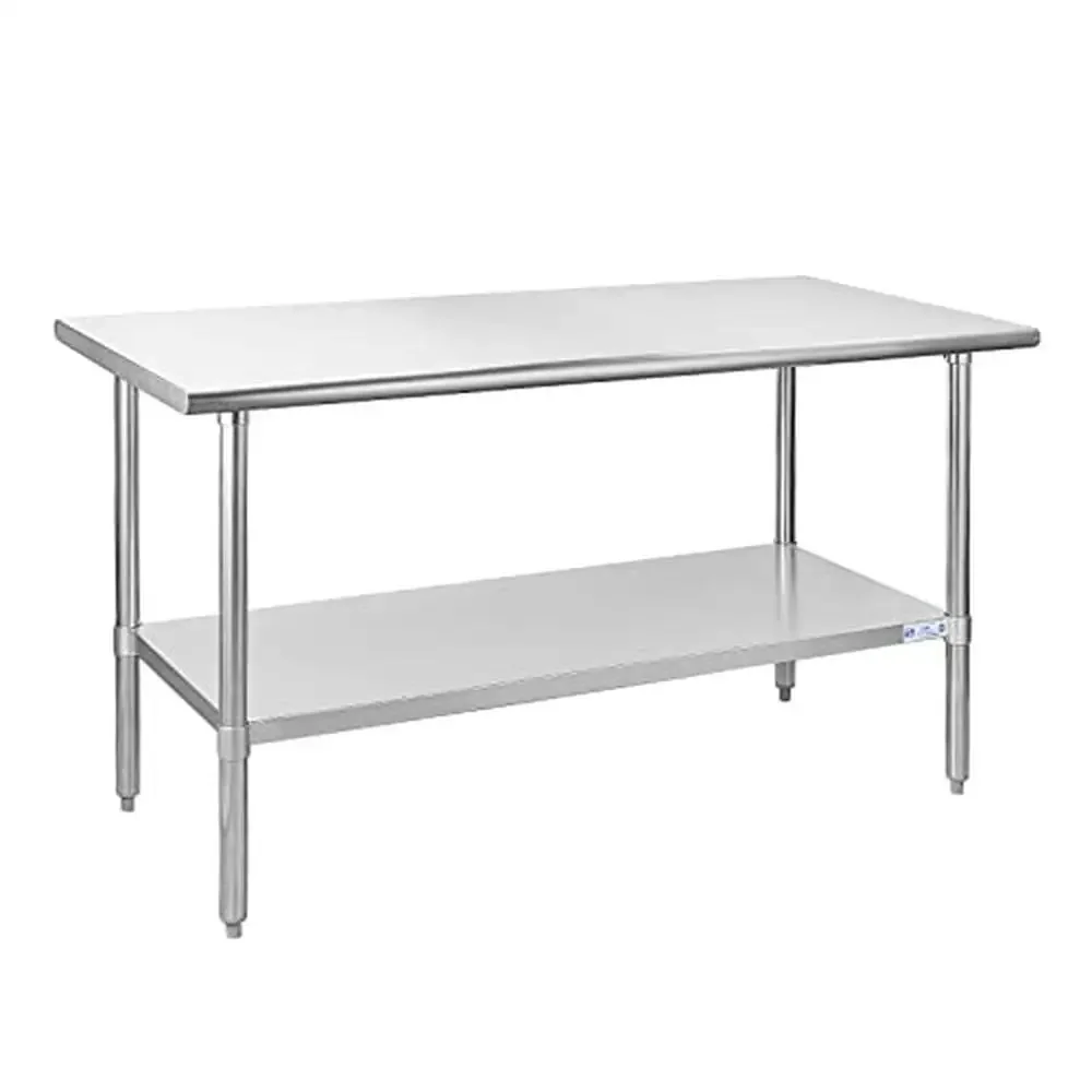 Commercial Grade Stainless Steel Adjustable Prep Table with Undershelf 24 x 60 Inches NSF Certified Heavy Duty Workbench Kitchen