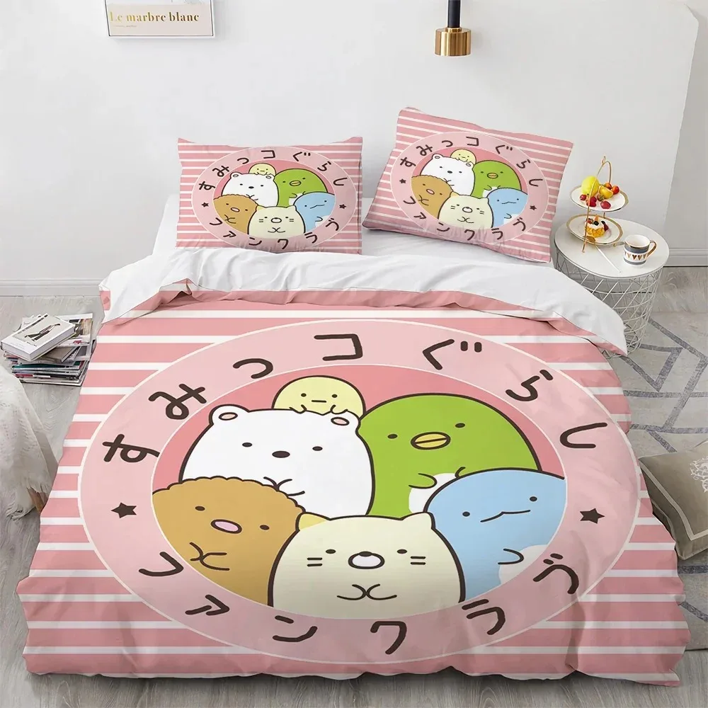 Anime Kawaii Cartoon Sumikko Gurashi Bedding Set Boys Girls Twin Queen Size Duvet Cover Pillowcase Bed Kids Adult bedding