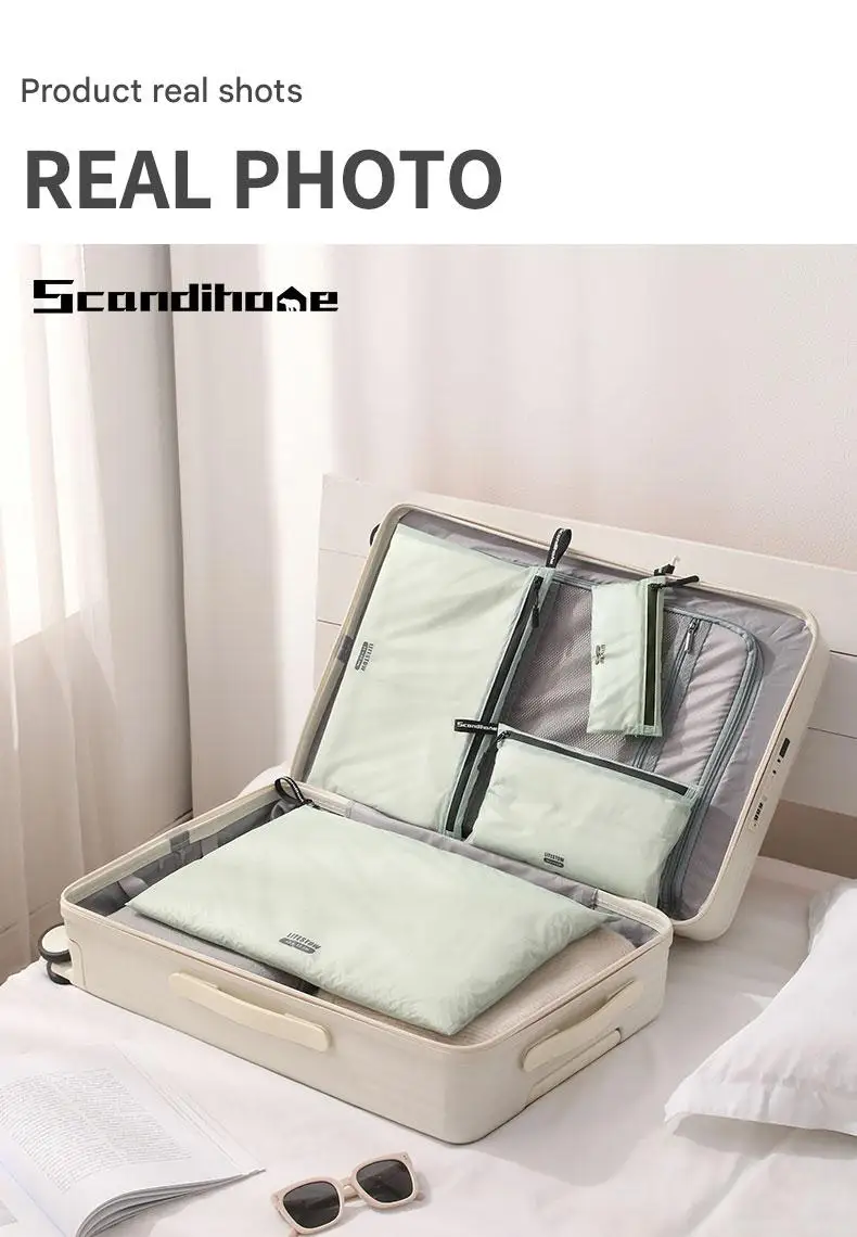 Wasserdichte Reise-Aufbewahrungsbeutel-Set, leichte Nylon-Verpackungswürfel, Beutel, Gepäck-Organizer, Kleidung, Kulturbeutel, Make-up-Tasche – Detail 7