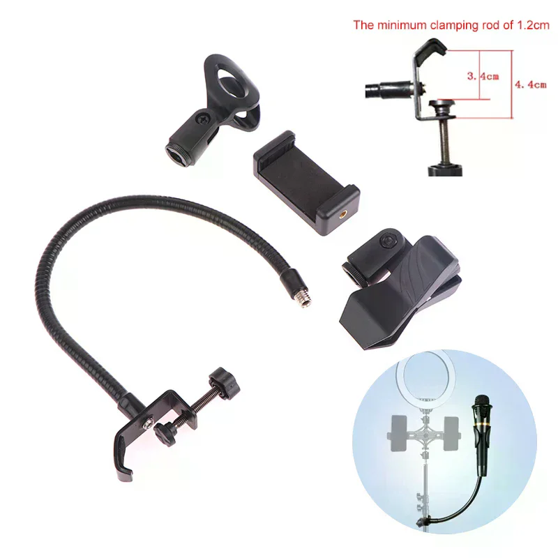 Phone Accessory Flexible Micro Gooseneck Stand with Desk Clamp for Radio Broadcasting Studio Live Equipment Stations