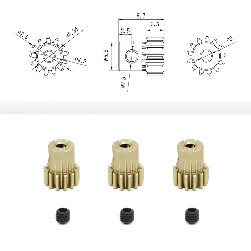 M0.5 อลูมิเนียม Pinion เกียร์ 13T-26T 16T 19T 20T 25T 0.5M 2mm SHAFT สําหรับ 1/28 1/24 RC Mini รถ 2WD Buggy เกียร์โลหะมอเตอร์อะไหล่ของเล่น