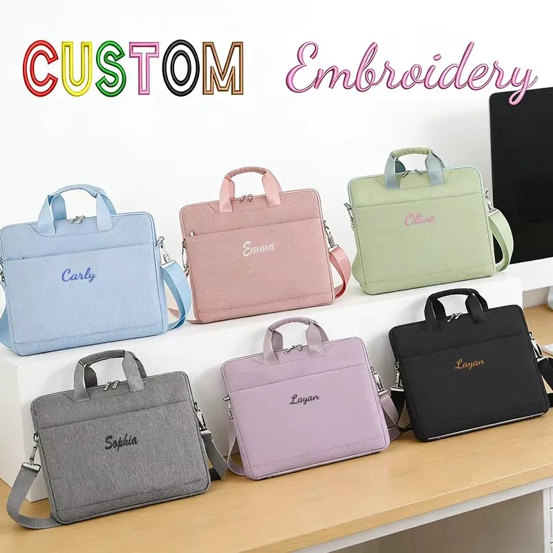 Embroidery Custom Computer Bag Fashionable and Simple Handbag Laptop Bag Briefcase for College Office Back to School Gifts