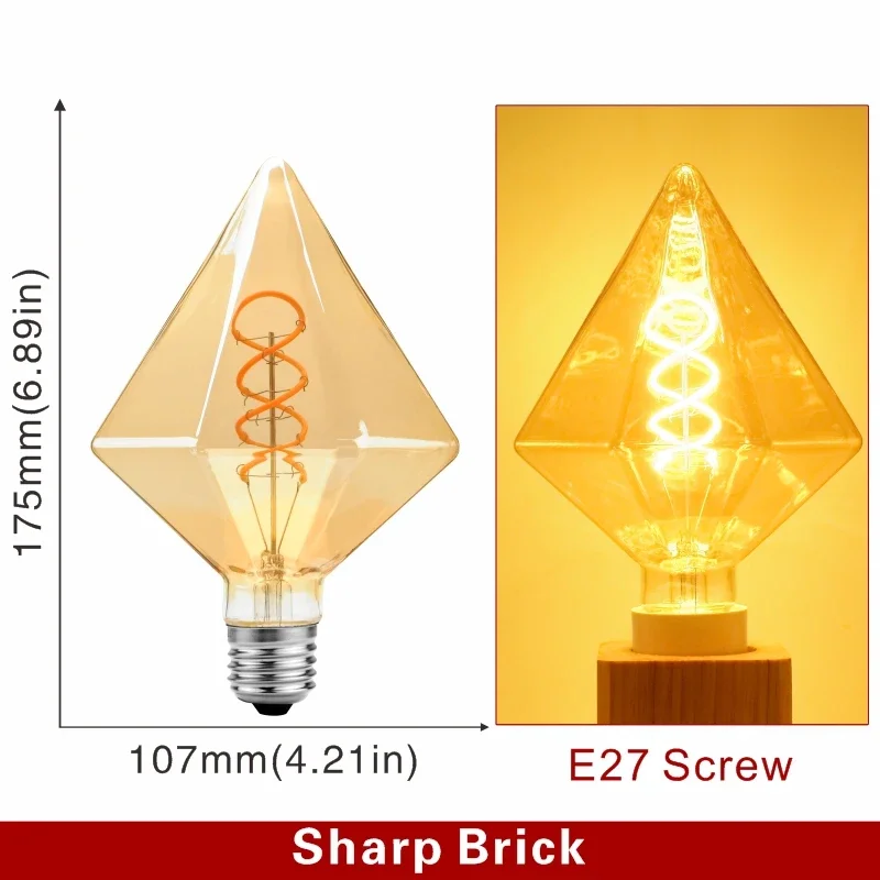 E14 E27 Retro LED Spiral Filament Glühbirne 4W Warm Gelb 220V C35 A60 T45 ST64 T185 T225 G80 G95 G125 Vintage Edison Lampe