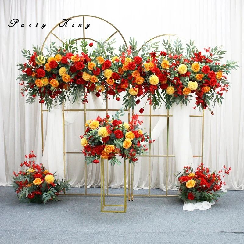 Artificial Flower Wedding Backdrop Decoration Arch Floral Arrangement Fake Roses Silk Flower Ball Table Centerpiece Home Decor