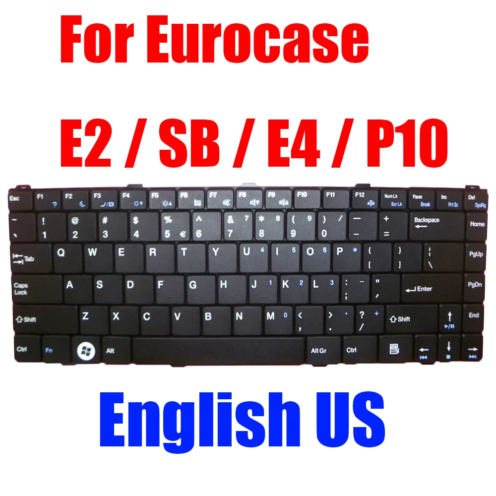 

UK US Laptop Keyboard For Eurocase E2 SB E4 P10 English United Kingdom Black New