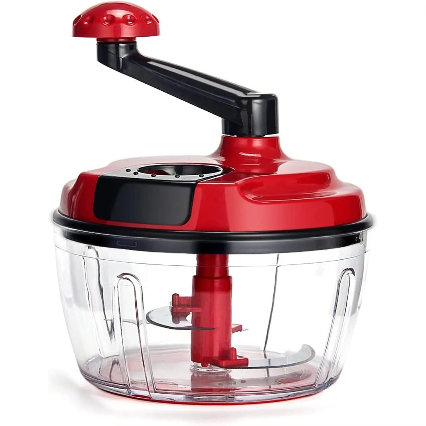

Manual Food Chopper, 8 Cup Hand Crank Vegetable Meat Mincer with Clear Container