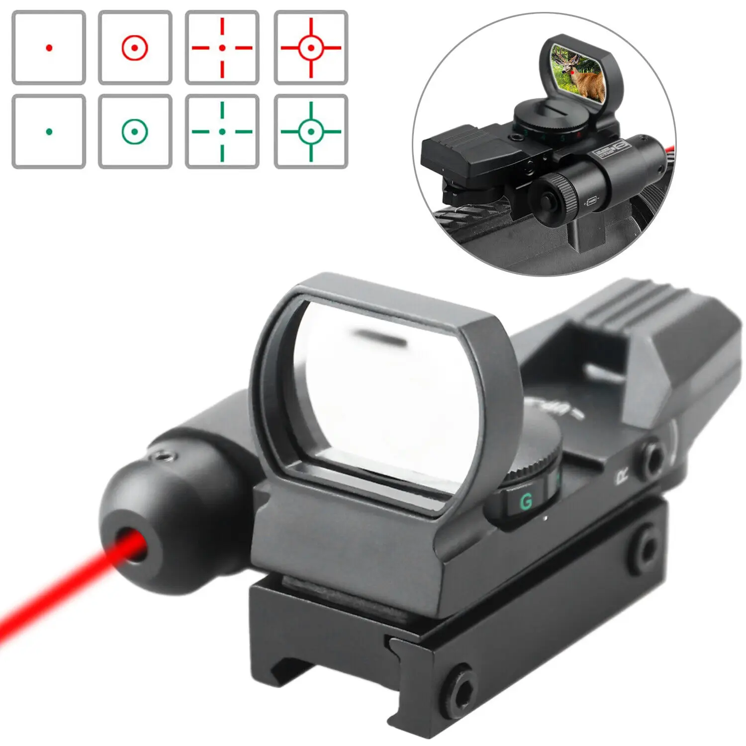 Tactical Red Dot Reflex Sight Scope With Red Laser Holographic Illuminated