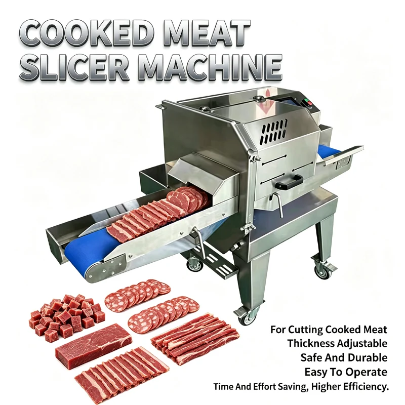 Electric Cooked Meat Slicer Multi functional Pig Liver Sausage Cooked Meat Slicer Cutting Machine 1-18mm Thickness Adjustable