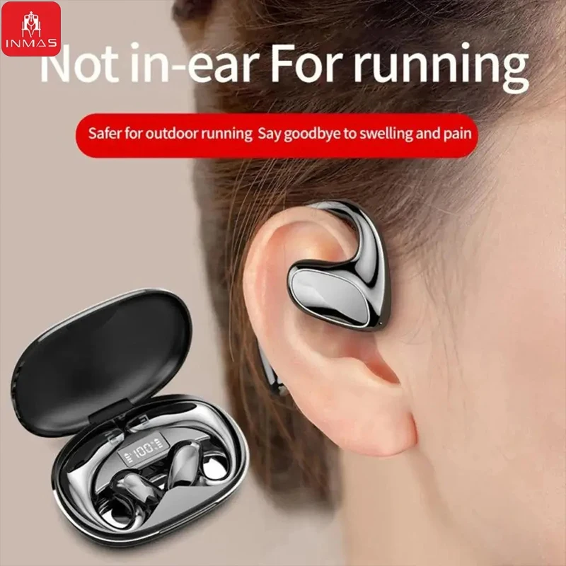 INMAS S900 TWS Ear Hook Earphones Wireless Bluetooth Earbuds Bone Conduction Stereo Sound Headphones Noise Reduction Headset