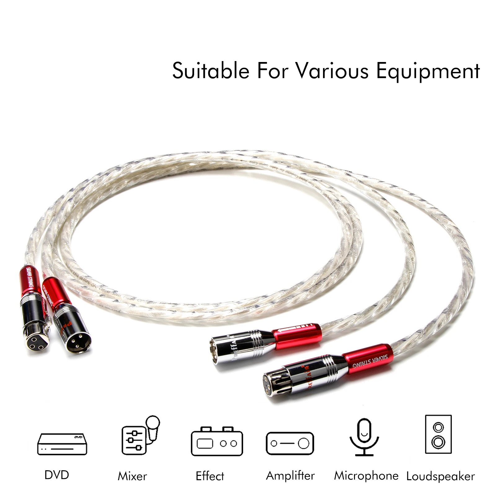 

Pair Silver Plated XLR Audio Cable 3PIN Balance Audio Cable XLR Male to XLR Female Speaker Extension Wire