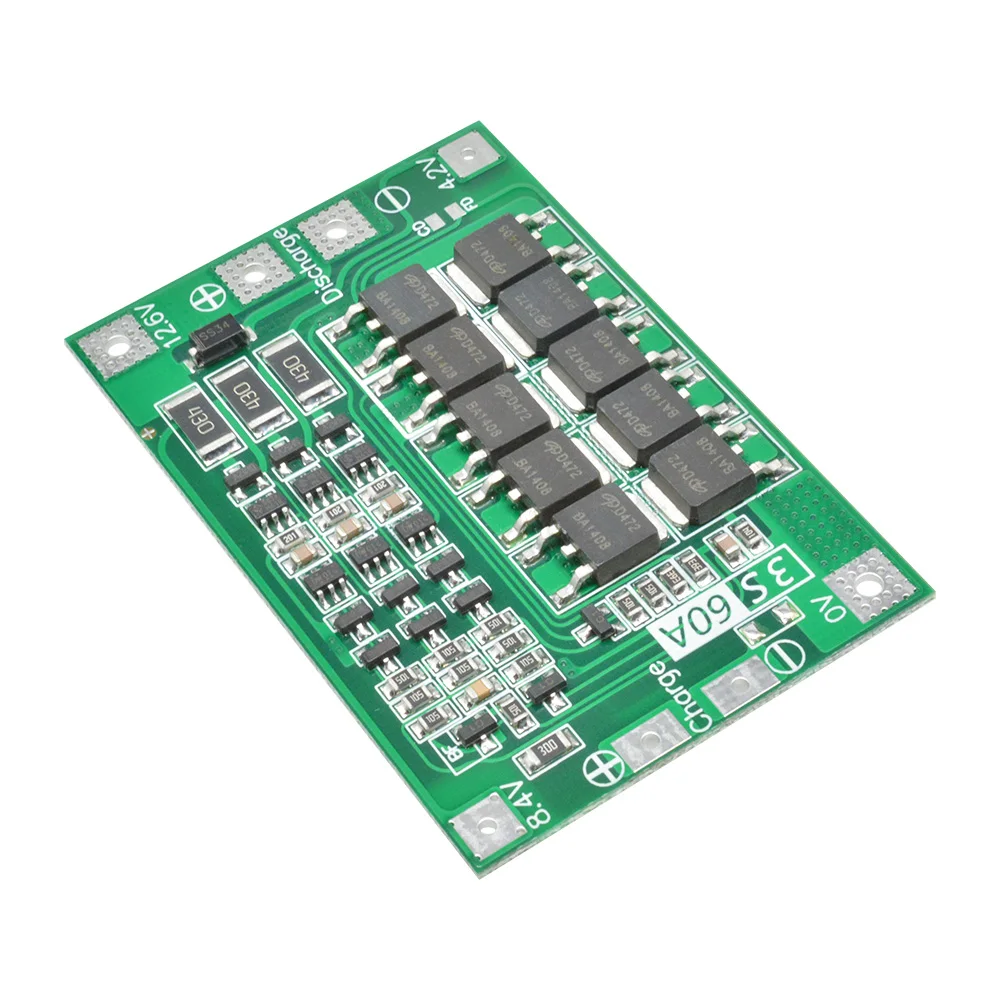 3S 60A Li-ion Lithium Battery Charger Protection Board 18650 BMS For Drill Motor 12.6V Enhance/Balance