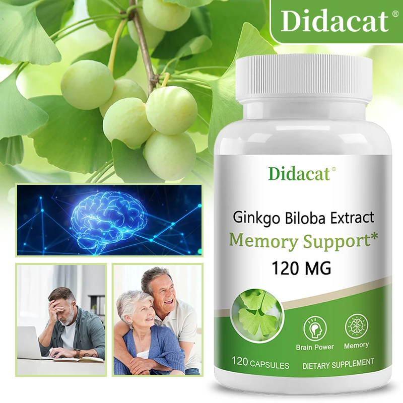 

Didacat Ginkgo Leaf Extract Capsules - Helps Cognitive Function and Memory, Supports Blood Circulation and Healthy Aging