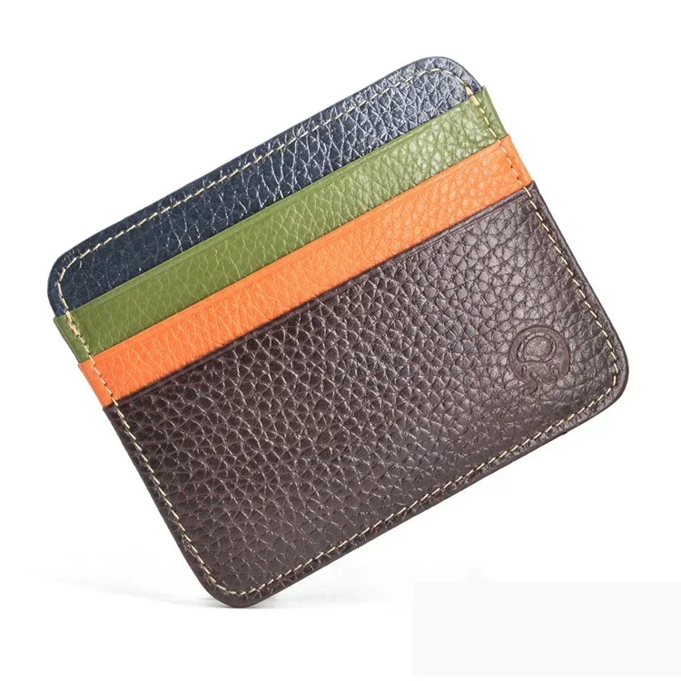 Retro First Layer Genuine Leather Card Bag with 7 Card Slot Super Thin 100% Real Leather Bank Card Holder Coin Purse Sort Wallet