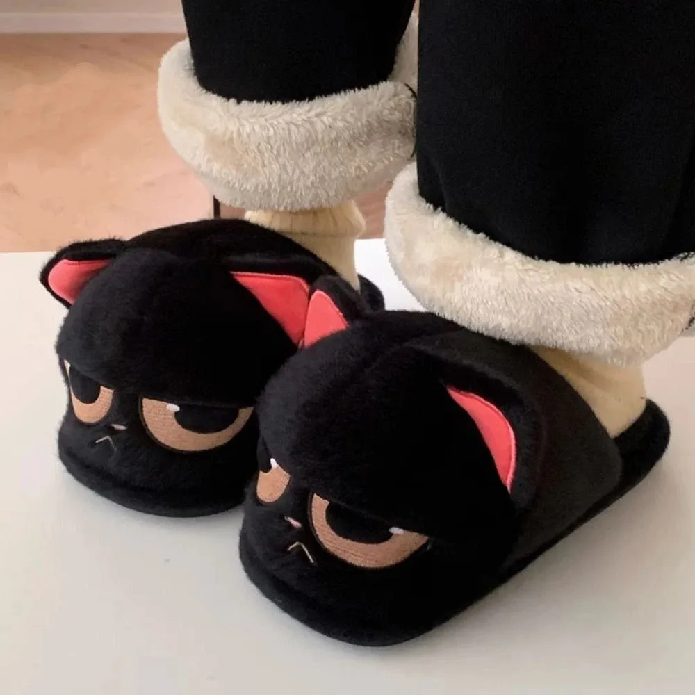 

Fashion Winter Cat Plush Slippers Soft Thicken Warm Cartoon Furry Slippers Cute Thick Soled Home Cotton Shoes Women Men