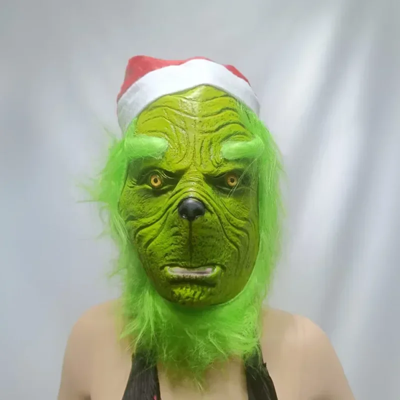 Maska bożonarodzeniowa z czerwonym kapeluszem i brodą, akcesoria do kostiumów Cosplay, nakrycie głowy, artykuły