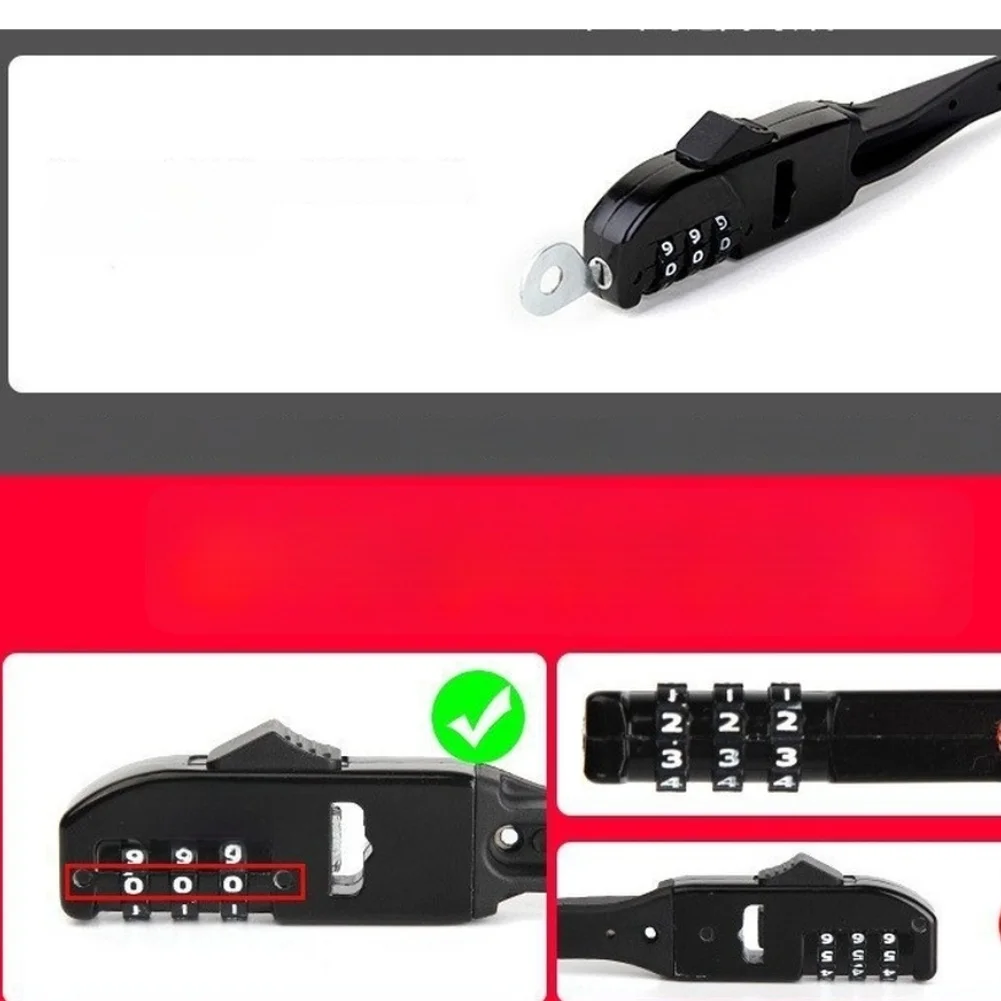 Cable Tie Lock for Bicycle Helmet Scooter Security Stainless Steel with Resettable 3-Digit Password Lock and 56cm Length