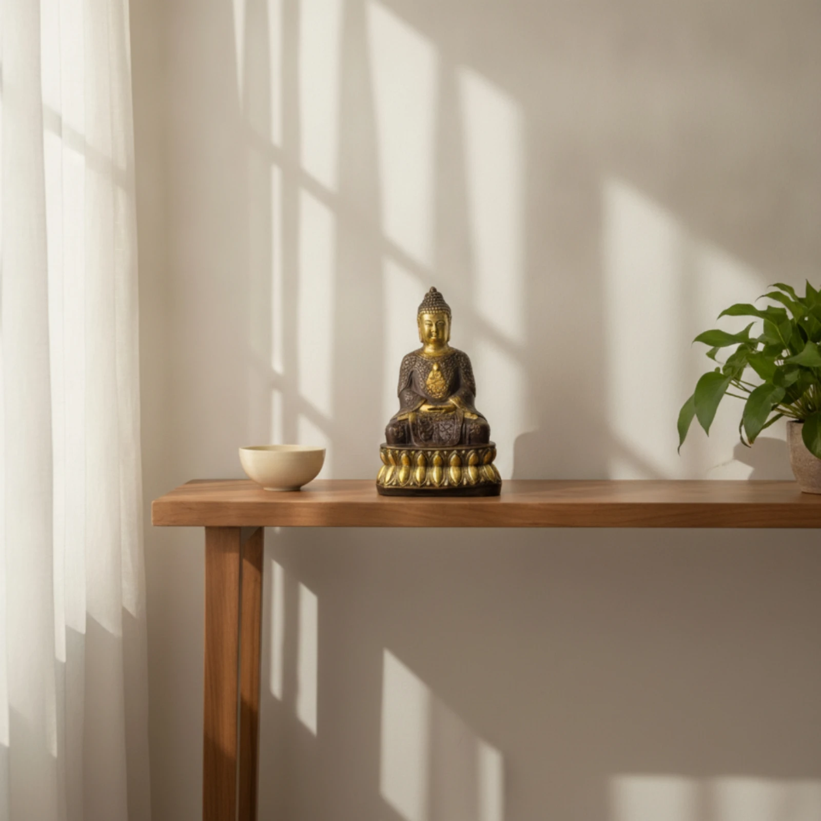 Buddha Statue with Lotus Pedestal Tabletop Statue with Lotus Pedestal Buddha Figurine Ornate Sculpture Golden for Collectors