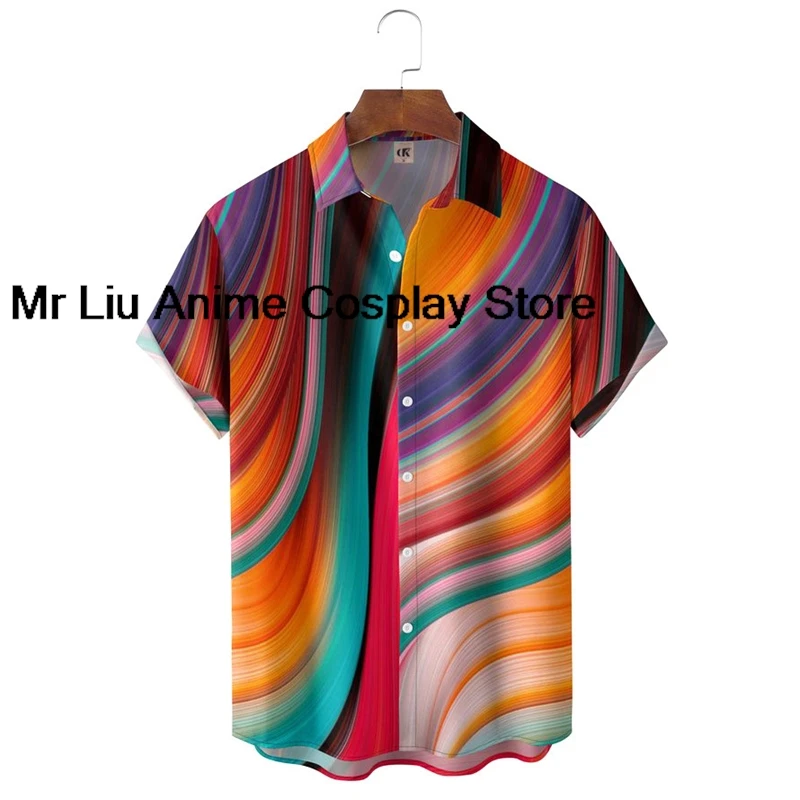 Roupas Masculinas de Designer, Camisas Impressas em 3D, Oversized, Verão, Viagem, Praia, Estilo Havaiano, Harajuku, Camisa Colorida Masculina