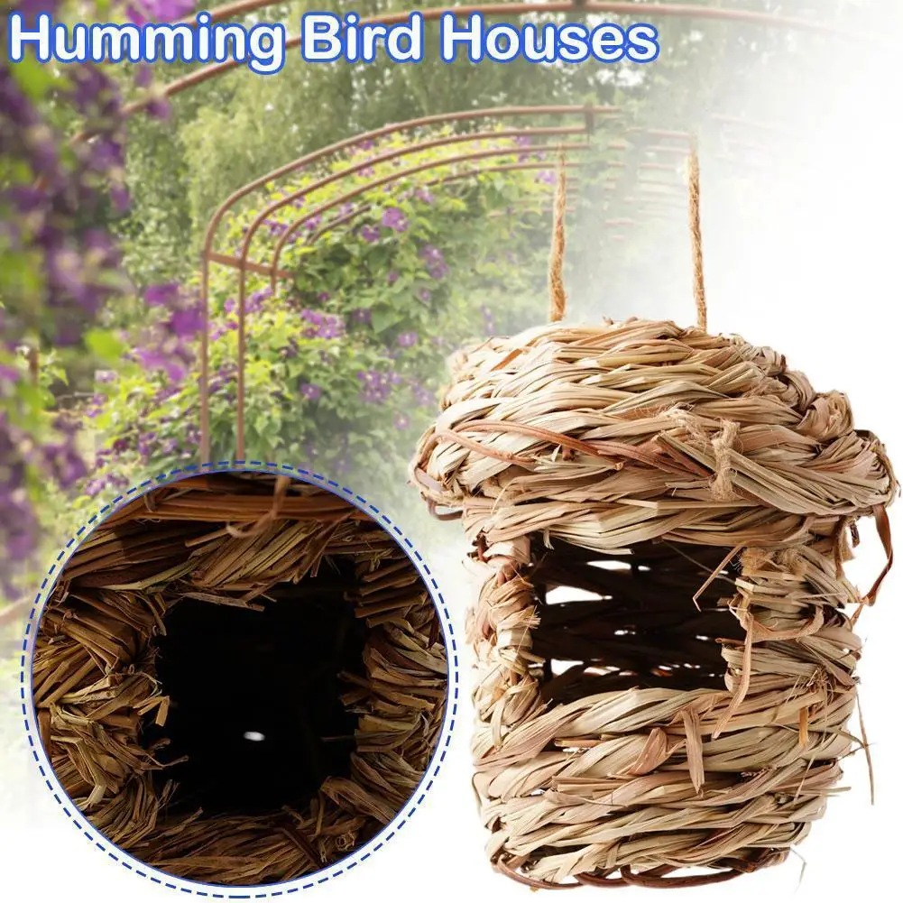 

Natural Handmade Straw Hanging Bird Nest Pigeon House Parrot Nest Warm Pet Bedroom Courtyard Small Animal Bird Cages Birdhouse