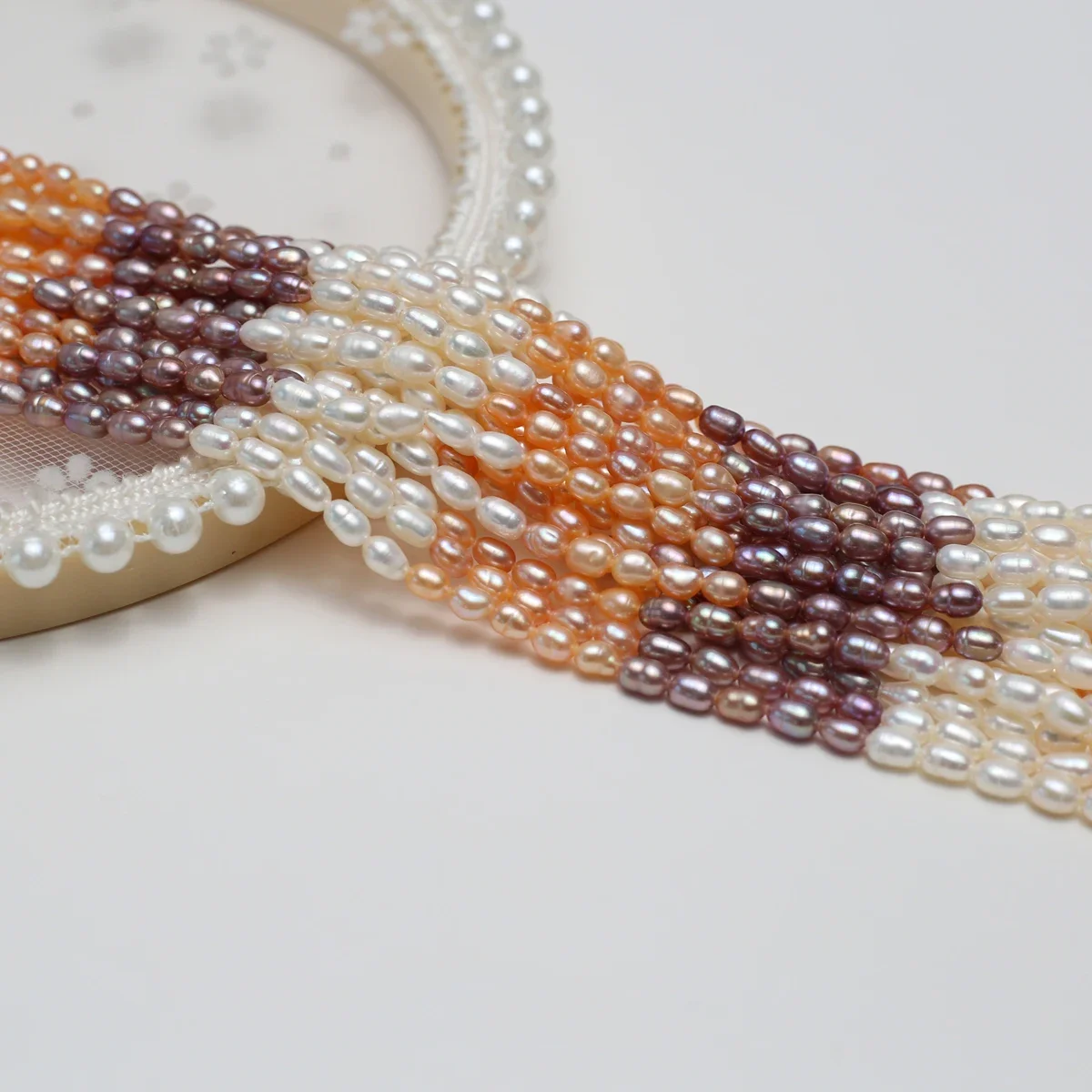 

Natural Freshwater Pearl 3-4mm 4A Small Rice White-orange-purple Loose Bead Jewelry Make DIY Necklace Bracelet Women Gift Women