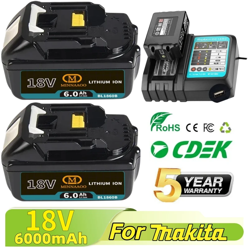 

100% новый оригинальный аккумулятор для Makita 18 В, 6,0 Ач, замена аккумулятора Makita BL1830BL1840BL1850BL1860B LXT400