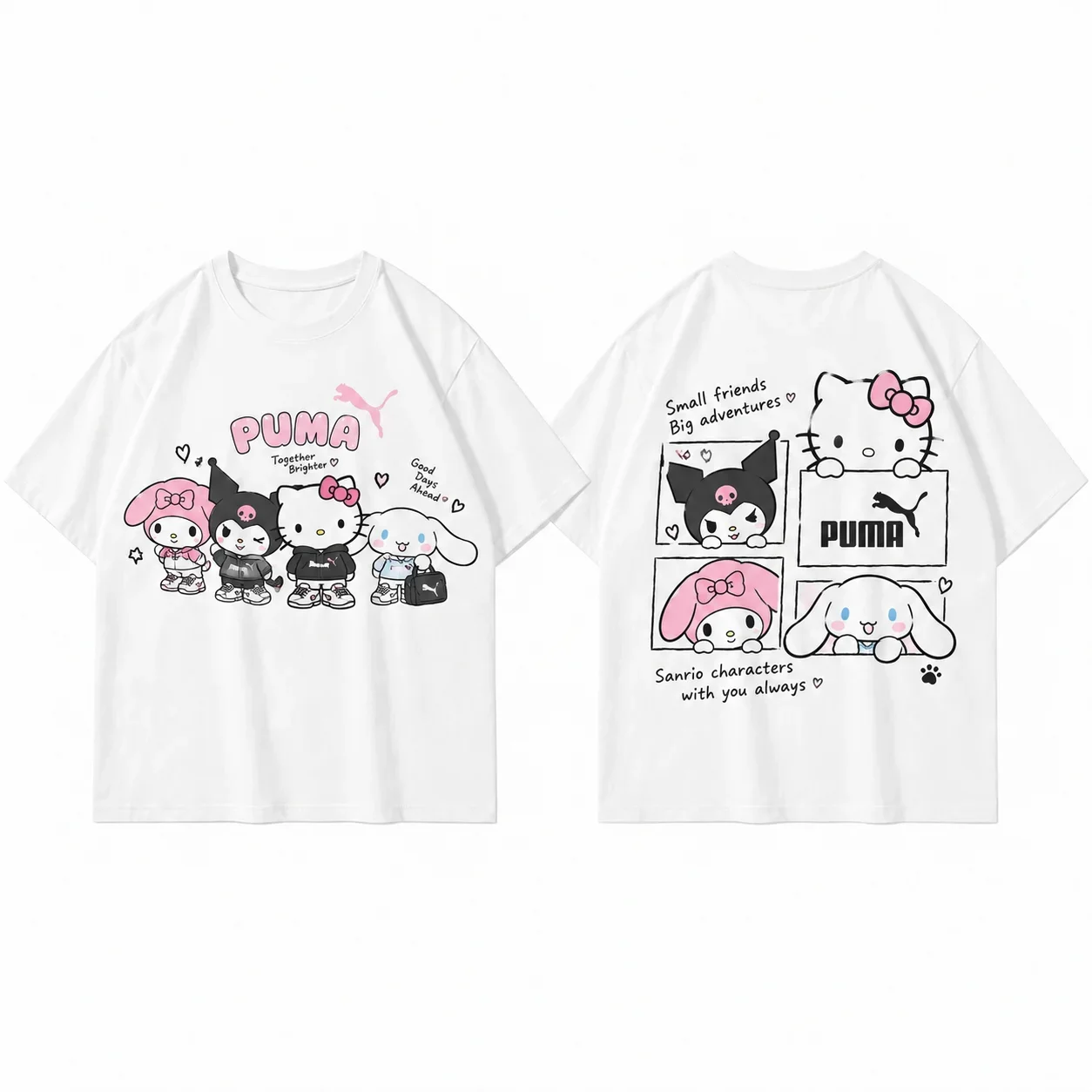 Unisex Men's Women's Sanrio Hello Kitty Pompompurin Cinnamoroll Graphic Print T Shirt White Kawaii Streetwear Short Sleeve Top