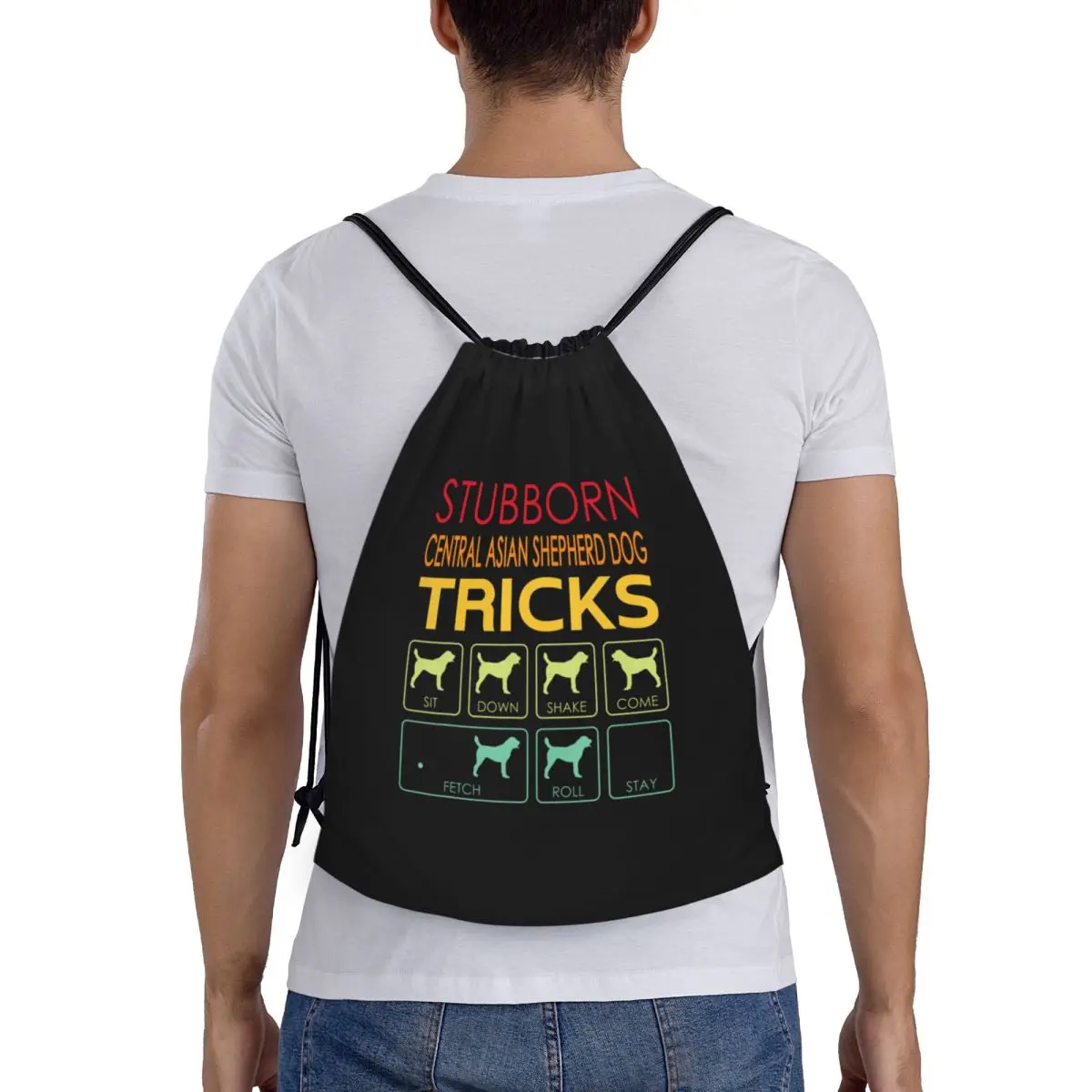 Stubborn Central Asian Shepherd Dog Tricks Vintage Drawstring Bags Gym Bag Hot Lightweight