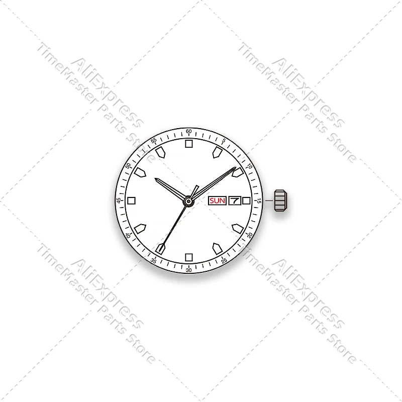 Mechanizm zegarka kwarcowego 2305 3 wskazówki Wyświetlanie daty dnia Rozmiar 11 1/2 ''wysokość 4,15 mm Metalowy mechanizm kwarcowy Akcesoria do zegarków