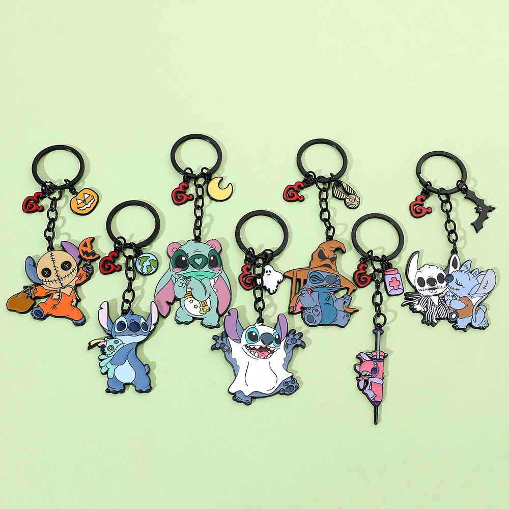 Disney Anime Stitch Keychain, Creative, Halloween, Ghost Bag, Car Key Chain, Keyring Charm, Pendant Accessories, Kids Xmas, 1Pc