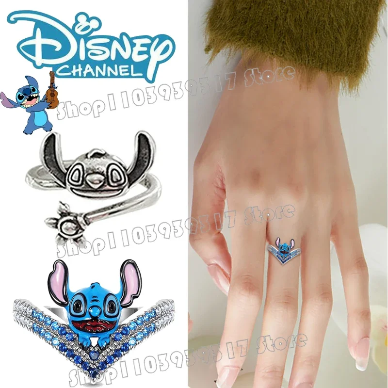 Kawaii Disney Stitch Ring Anime Cartoon Lilo & Stitch Diamond Y2k Ring Personality Hip Hop Cute Accessories Girls Holiday Gifts