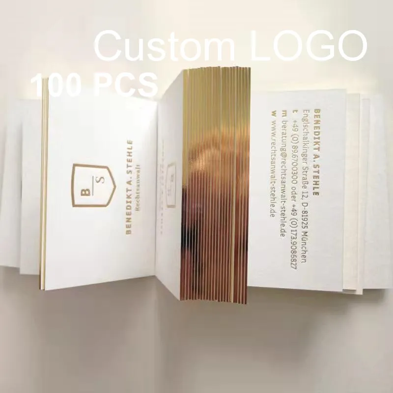 High Quality Custom Luxury Gold Foil Hot Stamp Logo Printing Business Thank You Greeting Invitation Cards With Own Design