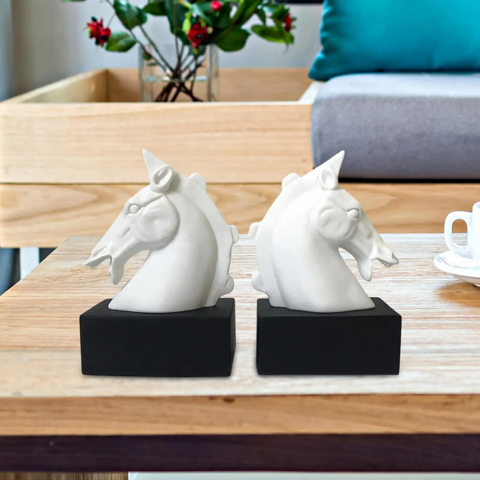 Half Body Horse Head Book Ends Decorative Bookends Easy to Use Figurines Sculptures Book Stoppers for Study Room