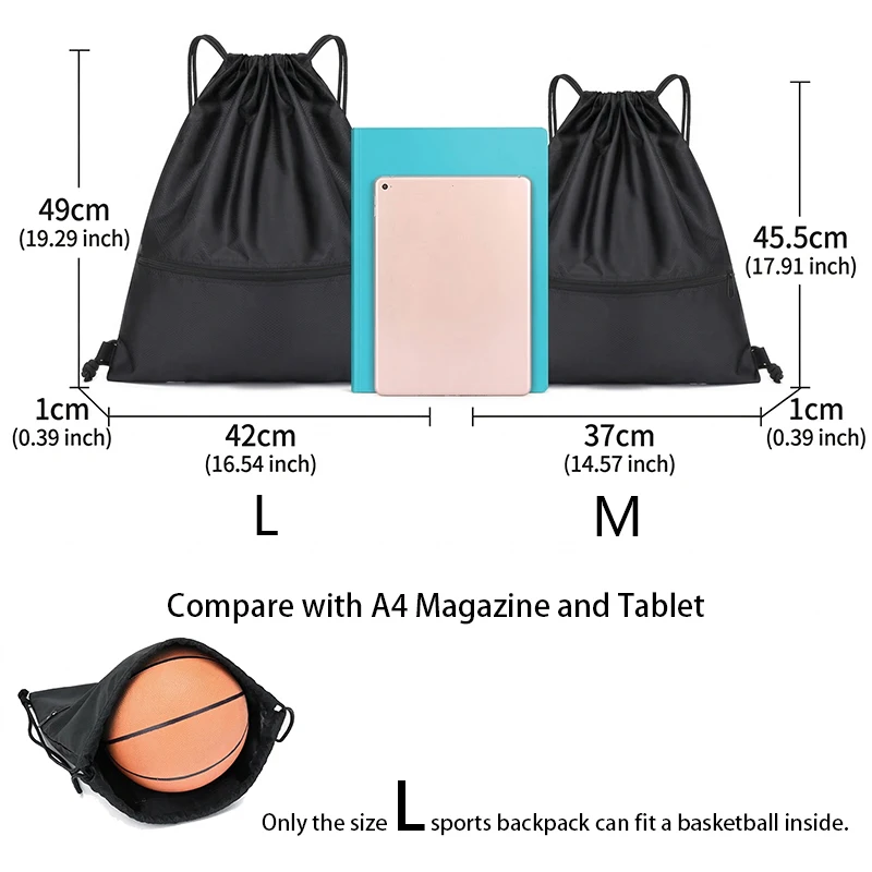 Mens Sports Backpack with 2 Zipper Bag, Sport Drawstring Bags for Womens,  Gym Backpack, Fitness , Basketball, Swimming Bag