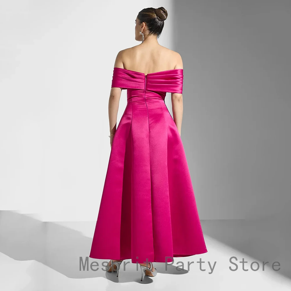 Elegancka satynowa suknia wieczorowa w kształcie litery A, długość do kostek, suknia balowa, odkryte ramiona, formalna suknia na przyjęcie, bez rękawów, zdobiona koralikami, suknia w stylu saudyjskim.