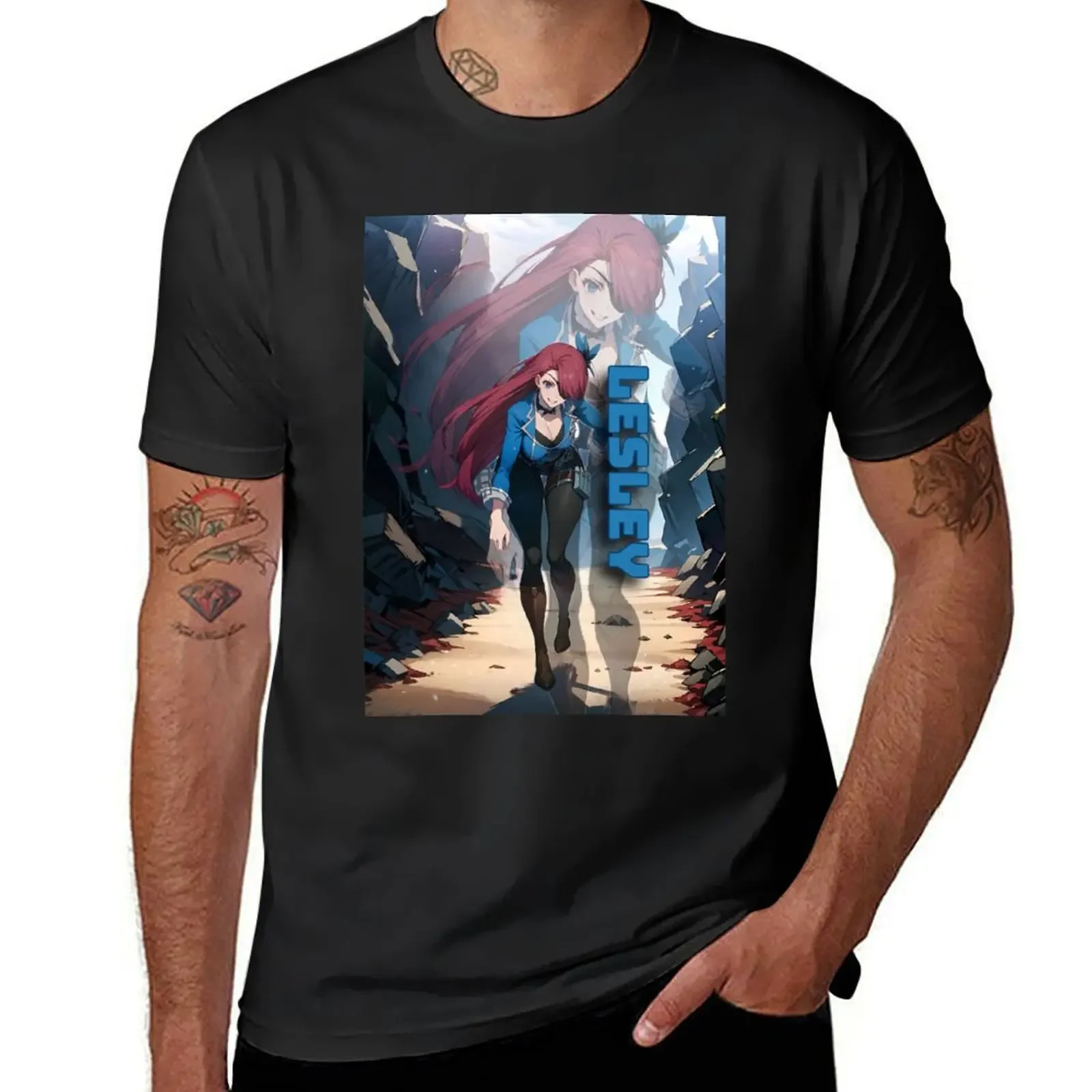 Mobile Legends Lesley Fan Art T-Shirt anime clothes customs design your own for a boy heavyweights mens plain t shirts 