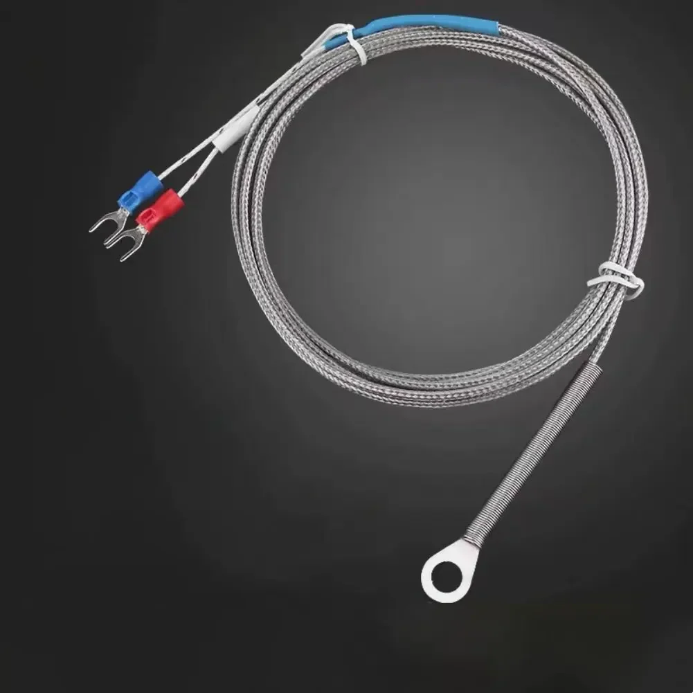 1pc KType Probe Metal Screening Cable 6mm Diameter Hole Ring Head Temperature Sensor K Type Thermocouple Sensor Tool Parts