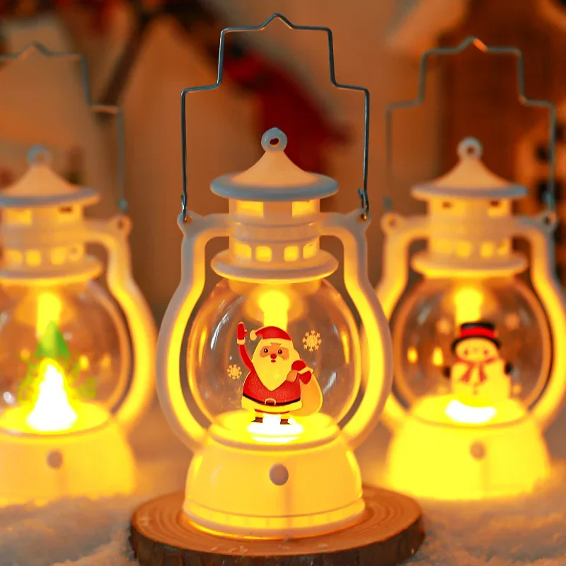 Christmas LED Night Light Hanging Ornaments Santa Claus Snowman Portable Lantern Xmas Party Home Decoration Desk Lamps Pendant