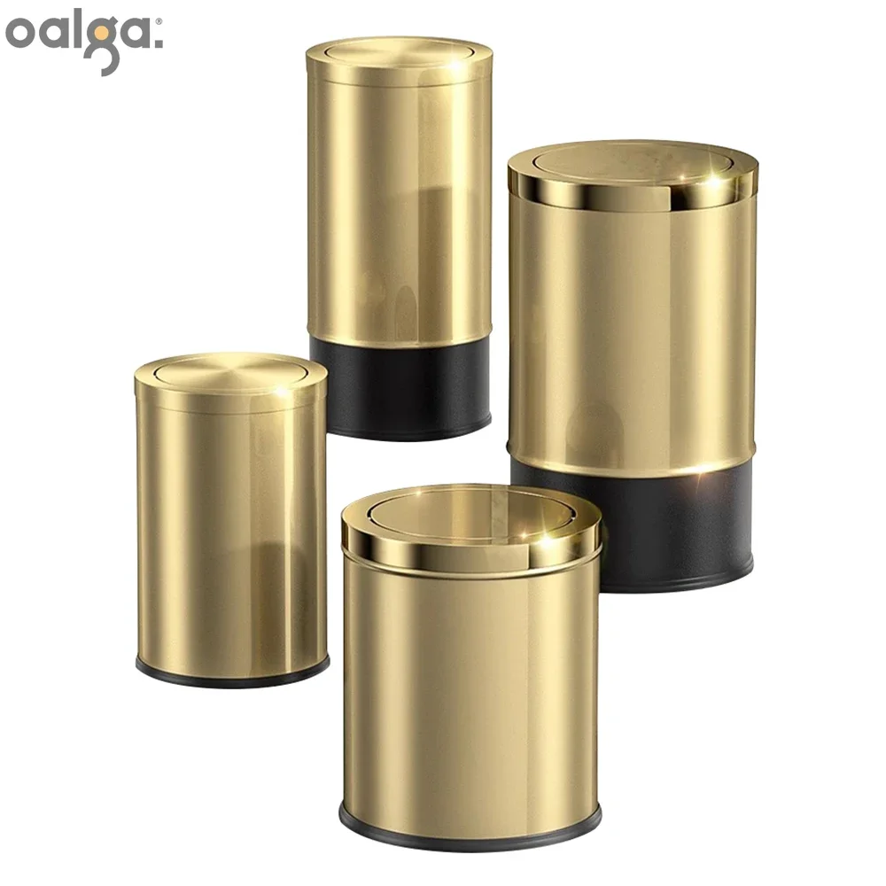 Stainless Steel Trash Golden Bedroom Bathroom Trash Bread Bin Portable Toilet Basurero Cocina Household Garbage Bin Trash Bin