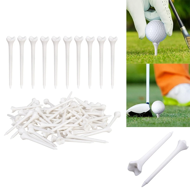 100Pcs 70 Mm Professional Tee System Plastic Golf Tee Maximizes Golfers' Teeing Performance Golf Replacement Parts