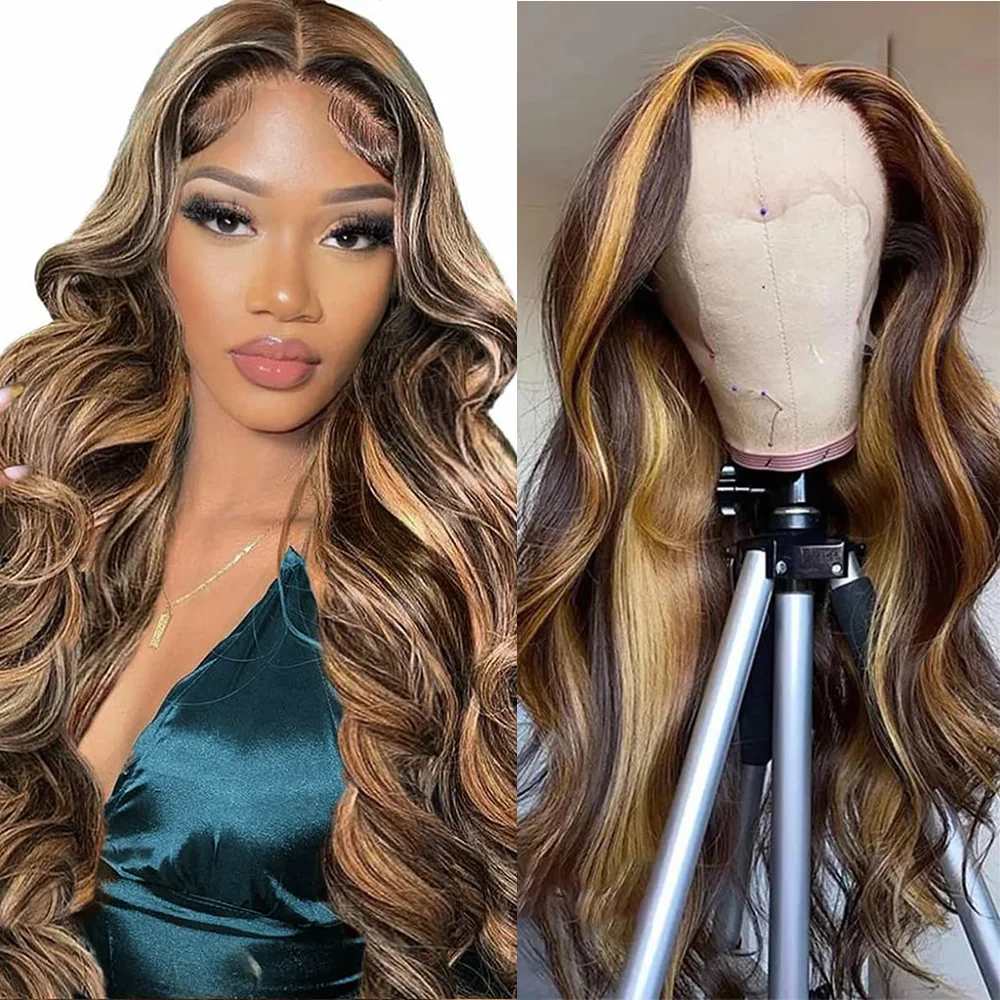 13x4 13x6 Hd P4/27 Highlight Body Wave Lace Front Wig For Women Remy Human Hair Ombre Human Hair Lace Front Human Hair Wigs