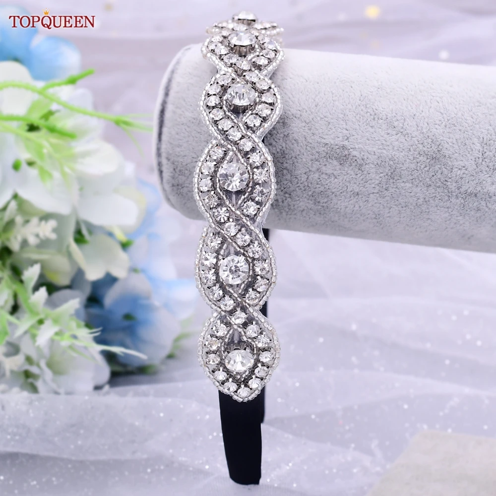 TOPQUEEN S28-FG Cưới Kim Cương Giả Phụ Kiện Tóc Cô Dâu Tiara Mũi Bạc Kim Cương Giả Đầu Cưới Tóc Trang Sức