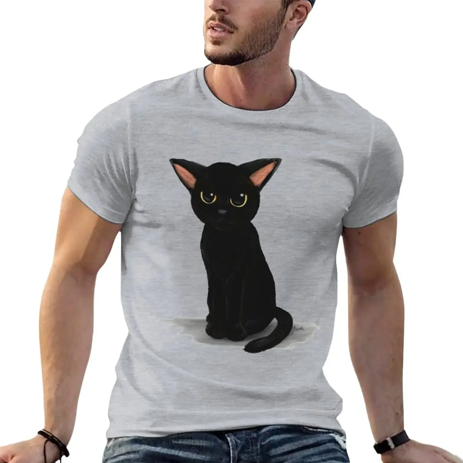 Oversized men clothing style Blouse summer tops kawaii clothes mens graphic t-shirts anime Cat Assassins T-Shirt harajuku Creed