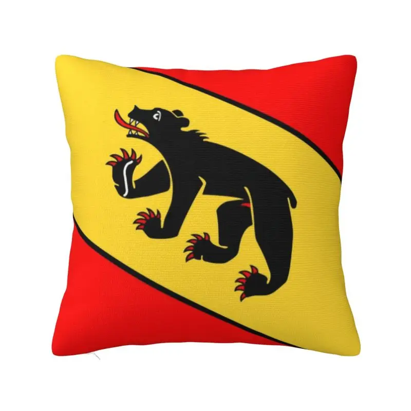 Custom Bern Bear Swiss Flag Nordic Throw Pillow Covers Decoration Switzerland Bern Coat of Arms Cushion