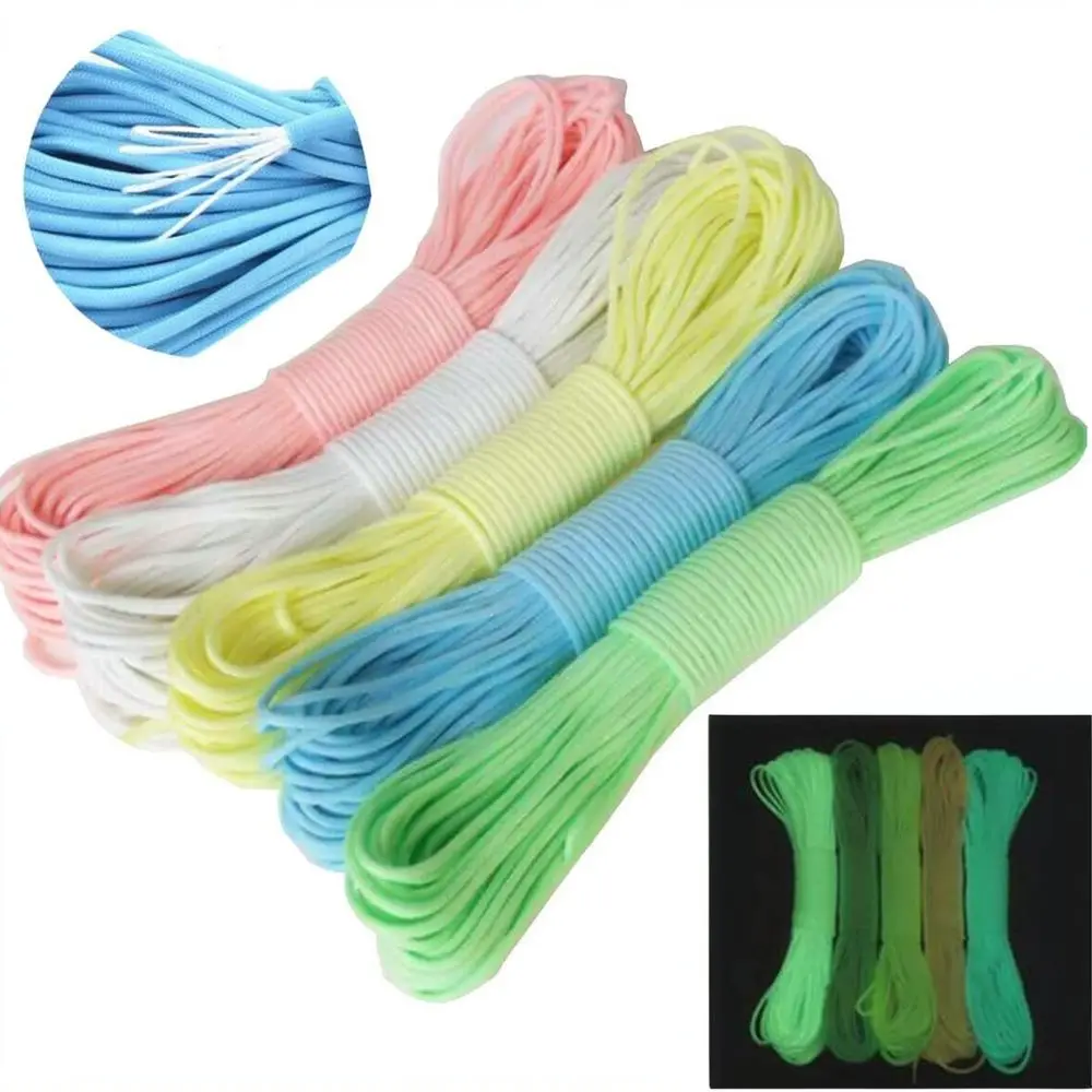 4mm Fluorescent Paracord Glow In Dark Polyester Utility Rope Outdoor Camping Hiking Accessory DIY Jewelry Making Pet Leash Cord