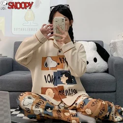 New Snoopy Pajamas for Women Shirt Fall Winter Girls Home Costume Cute Student Sleepwear Kawaii Charlie Brown Nightwear Gifts