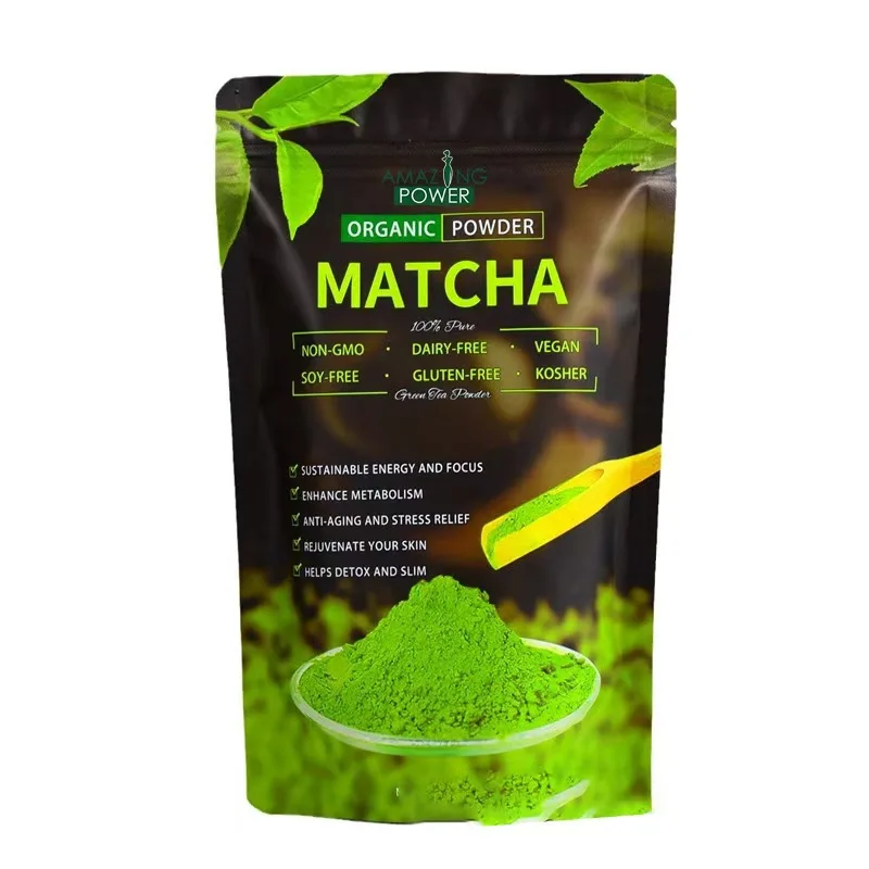 

Cross-border Customized MATCHA 20*14 Packed Bag Pure Natural Organic Matcha Power 100g Universal Aluminum Foil Self-sealing Bag