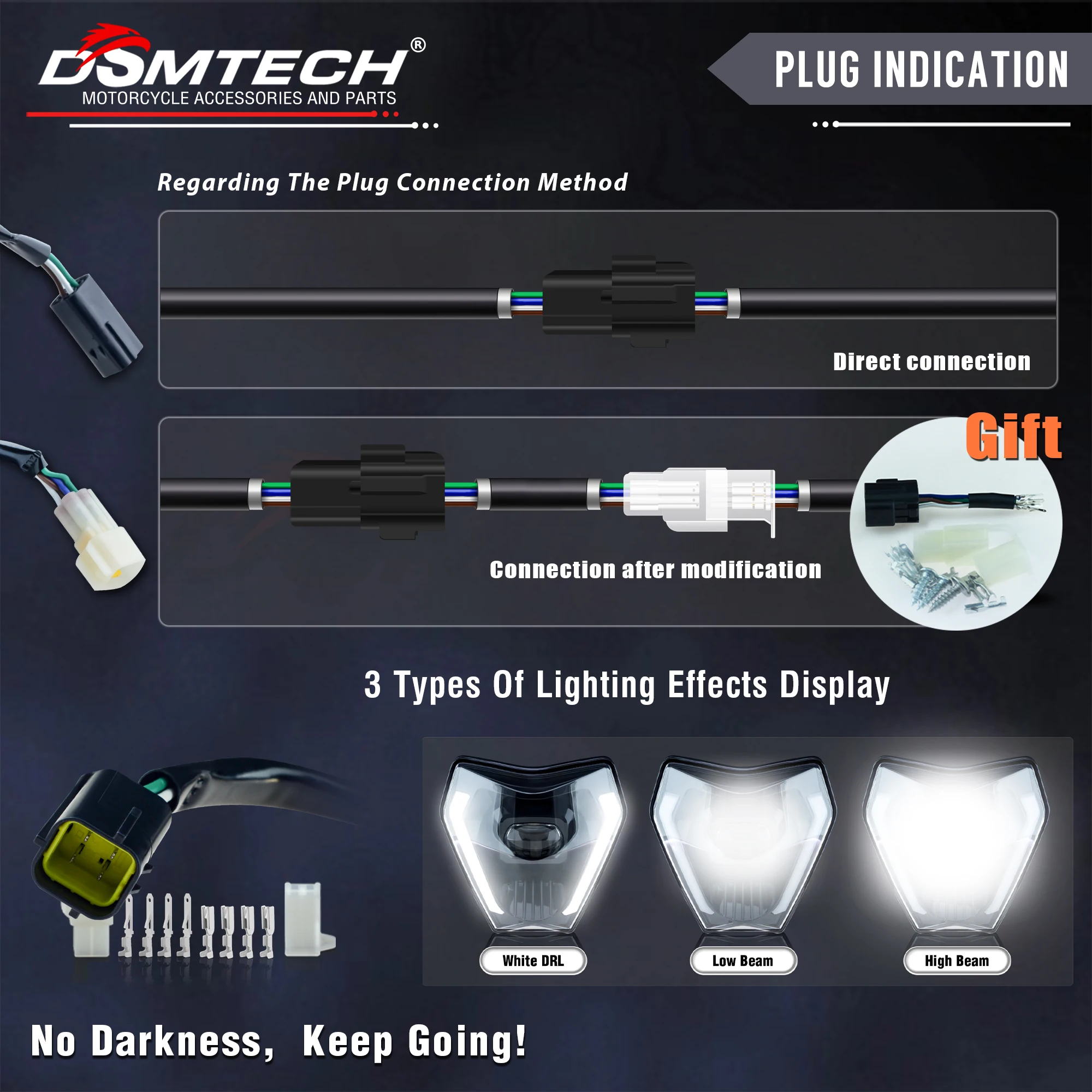 DSMTECH Headlight Headlamp With Sticker For KTM SX F EXC XCF SMR 2024 2025 2026 Motorcycle Dirt Bike MX Enduro Supermoto