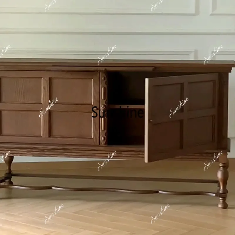 

YFrench retro solid wood dining side cabinet, antique storage partition customization