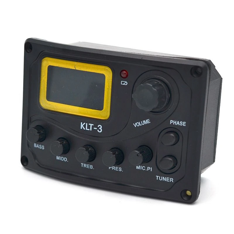 KLT-3 Equalizer 4 Band, EQ Preamp Bass akustik dengan Tuner Digital Pickup gitar