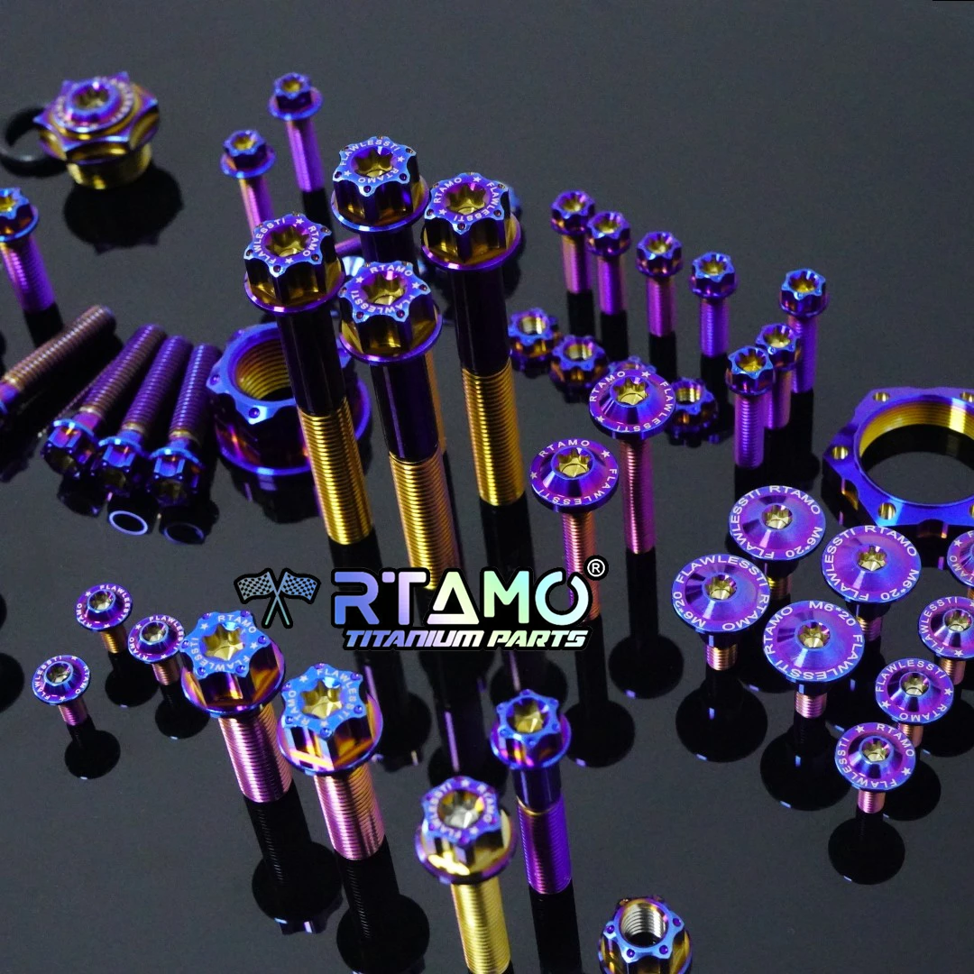 RTAMO Gr5 التيتانيوم البراغي غطاء المحرك الجبهة الخلفية مسند القدمين سلسلة غطاء المسمار Swingarm الجوز لسوزوكي GSX-R1000 (2017-2024)